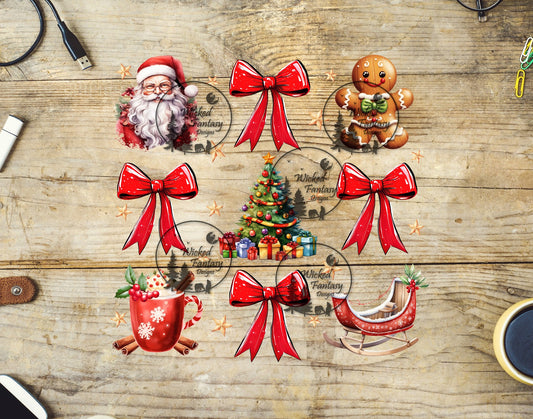 UVDTF Santa Ginger Bread Man and Bows Elements