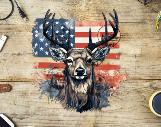 UVDTF Deer with American Flag