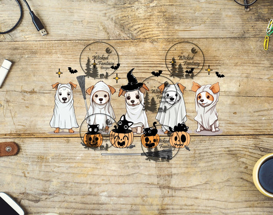 UVDTF Cute Ghost Dogs and Jack o Lantern Cats