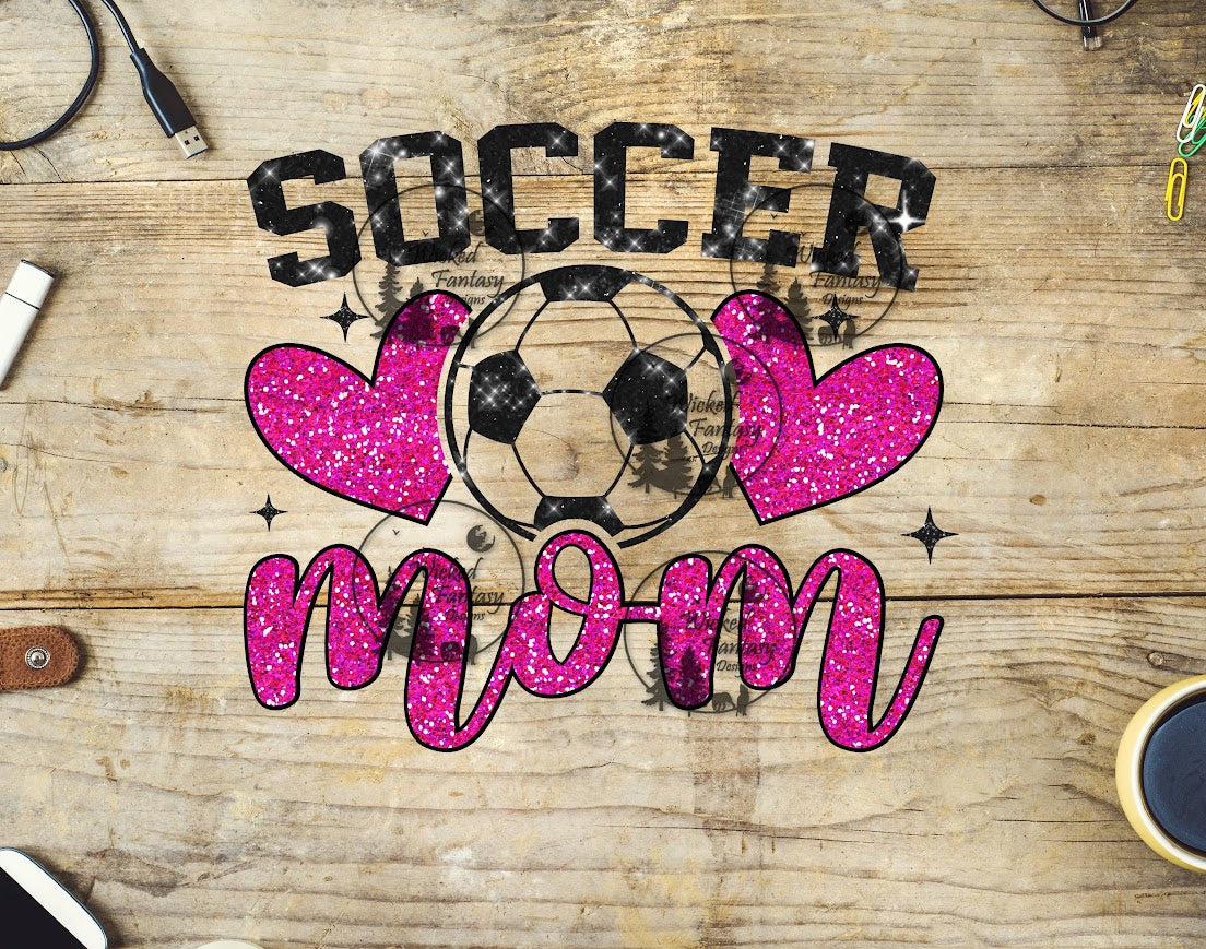 UVDTF Soccer Mama Faux Glitter Pink