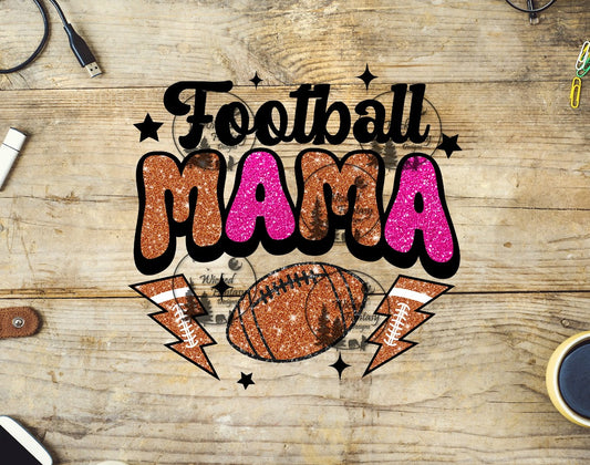 UVDTF Football Mama Faux Glitter Pink