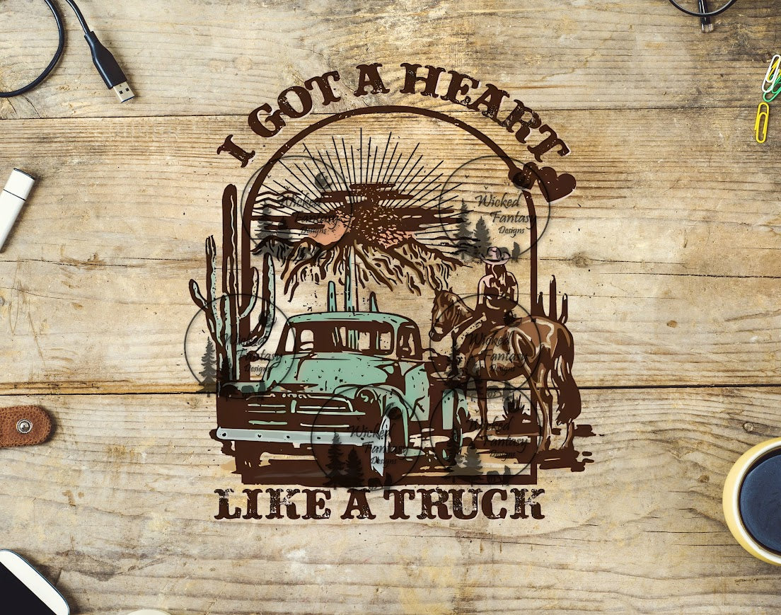 UVDTF Cowgirl and Vintage Truck I've Got a Heart