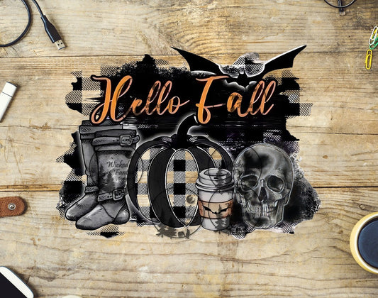 UVDTF Hello Fall Pumpkin Boots Skull Coffee