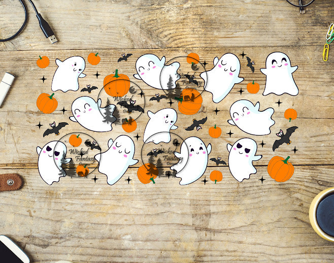 UVDTF Cute Ghosts and Pumpkins 16oz 40oz Tumbler Wrap Element