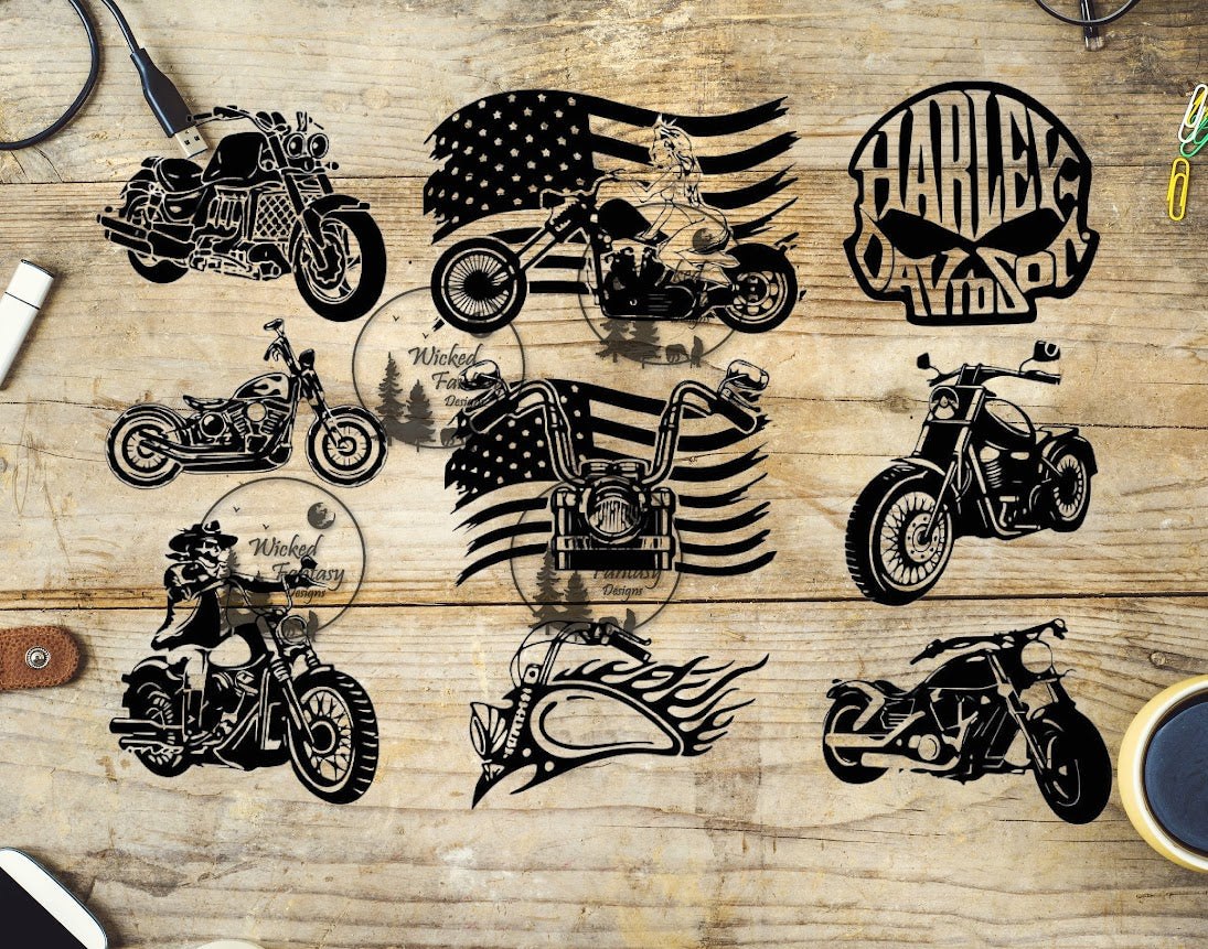 UVDTF Motorcycle Silhouettes Element 10"x10"