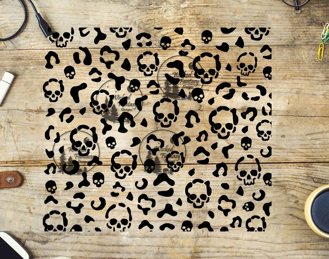 UVDTF Skulls Leopard Print Element 10"x10"