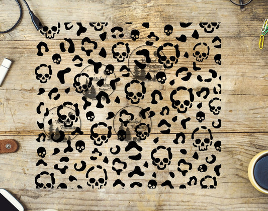 UVDTF Skulls Leopard Print Element 10"x10"