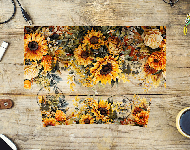 UVDTF Sunflower and Peony Floral Wrap Element 40oz 16oz Multiple Sizes