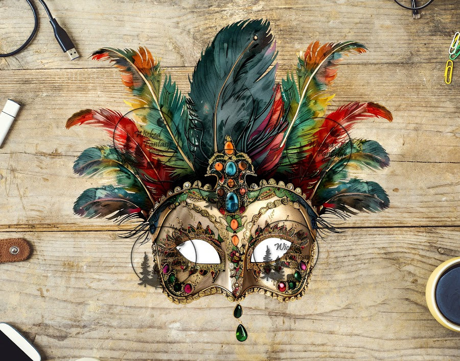 UVDTF Gilded Mask with Feathers