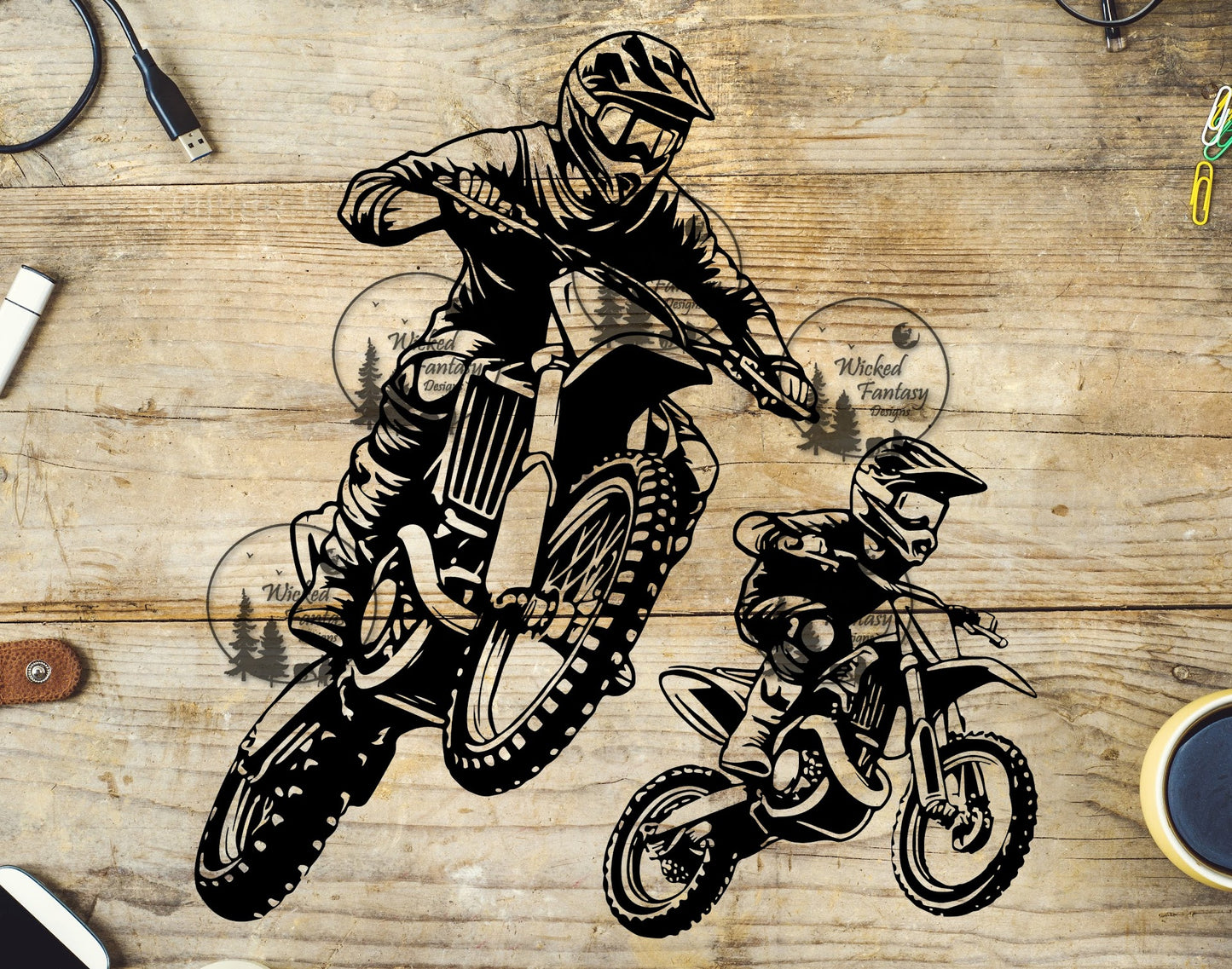 UVDTF Dirt Bike Racing Silhouettes