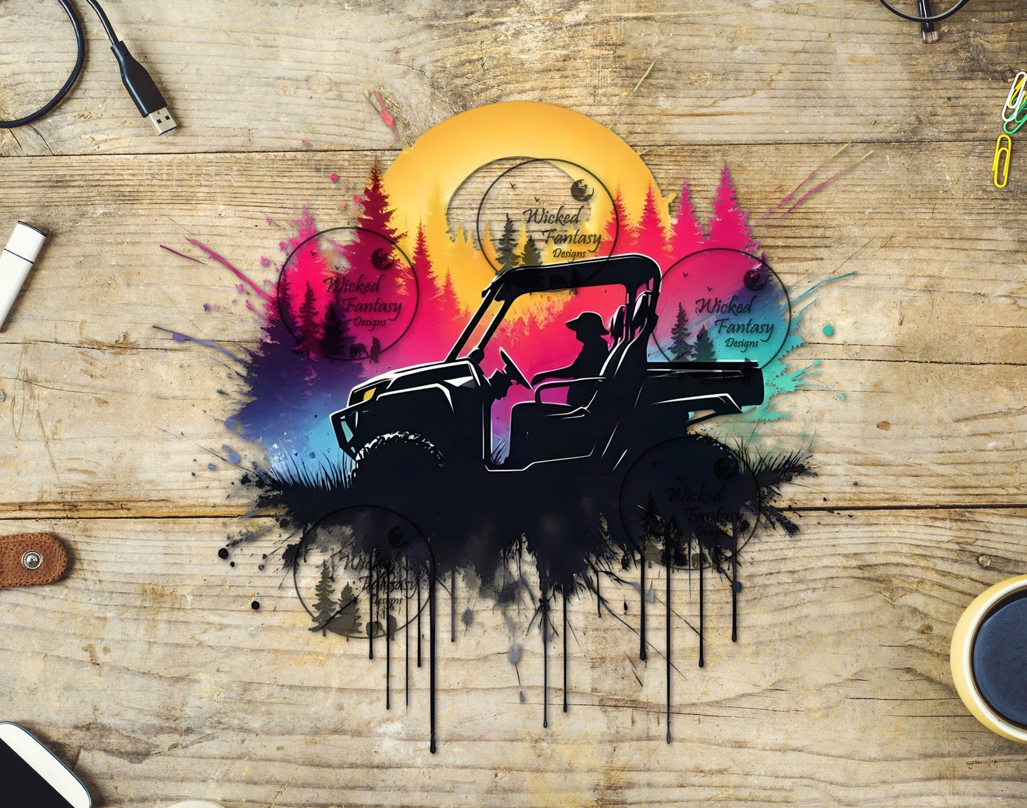 UVDTF UTV SXS Colorful Paint Splatter