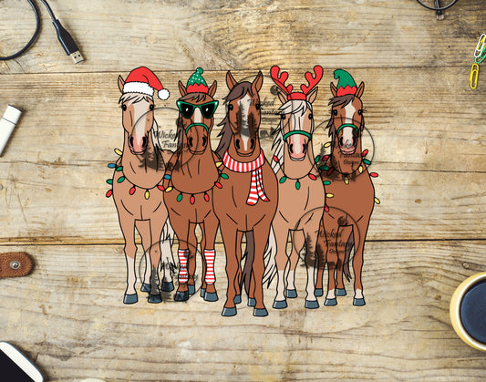 UVDTF Horses with Santa Hats