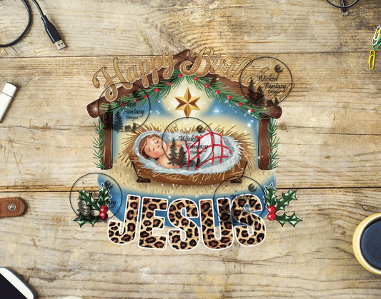 UVDTF Happy Birthday Jesus Nativity Scene