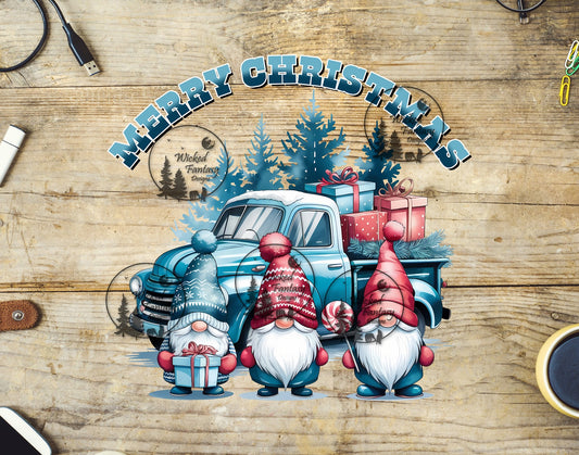 UVDTF Merry Christmas Gnomes with Vintage Truck