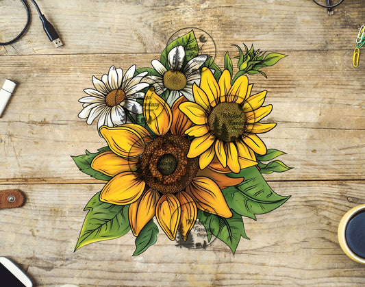 UVDTF Illustrated Sunflowers and White Dasies