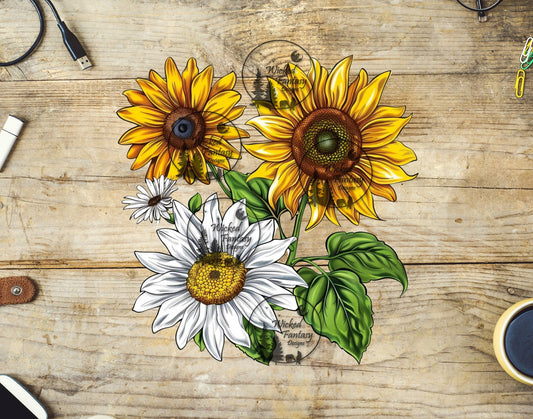 UVDTF Illustrated Sunflowers and Dasies