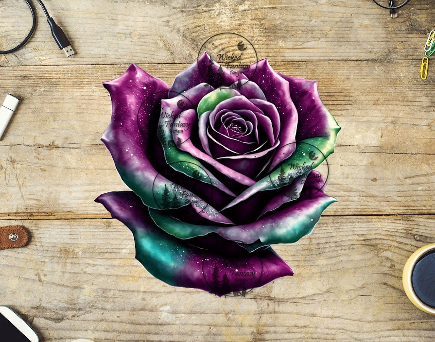 UVDTF Green and Purple Rose