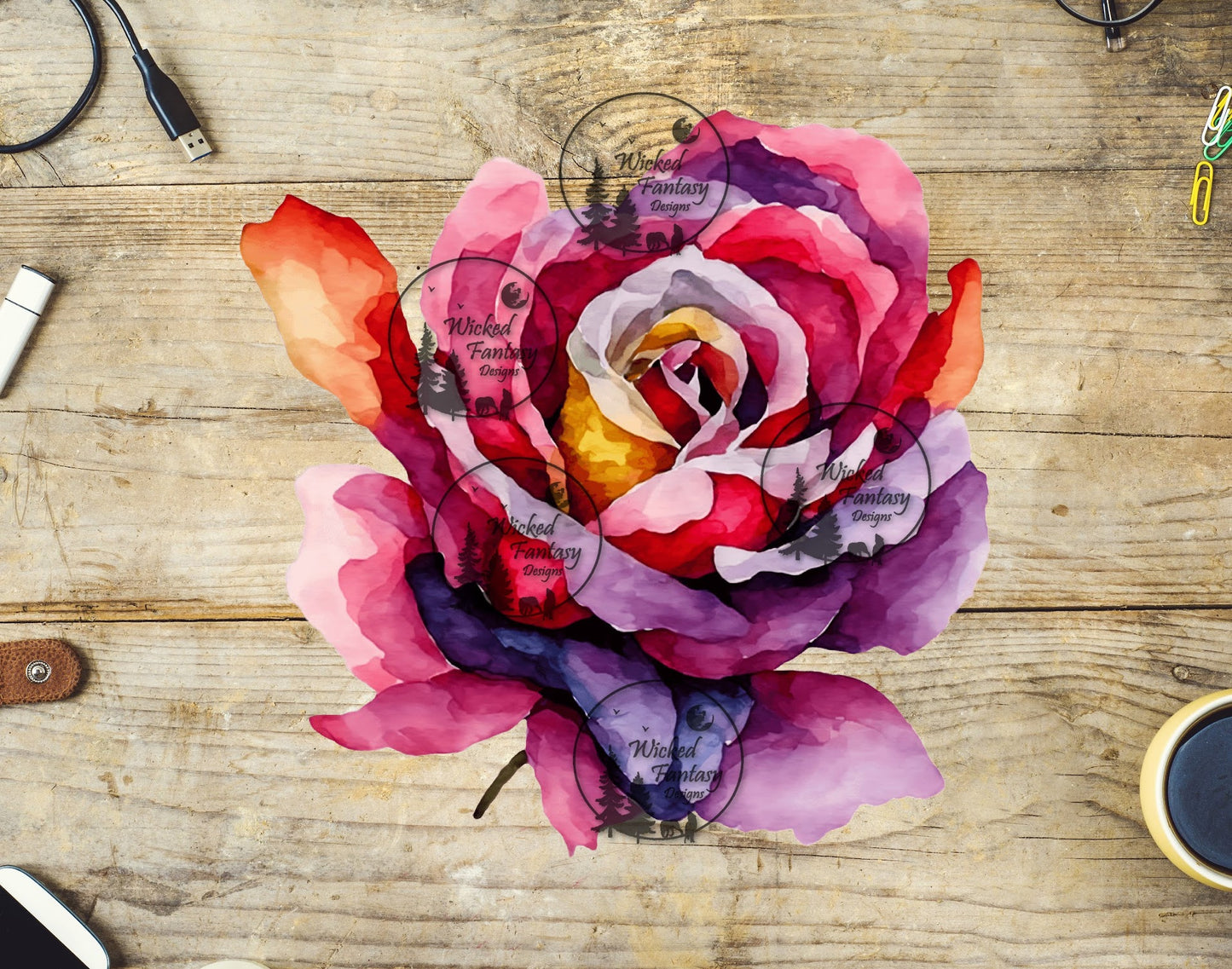 UVDTF Watercolor Pink Rose