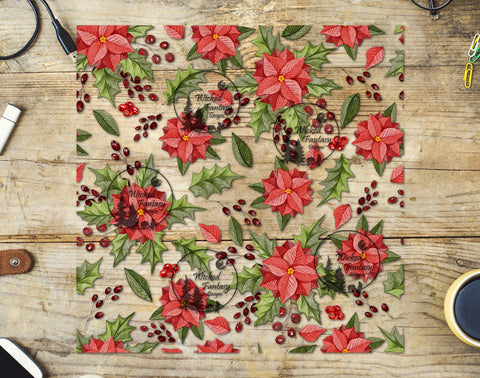 UVDTF Poinsettias and Holly 20oz 30oz 10"x10" Element