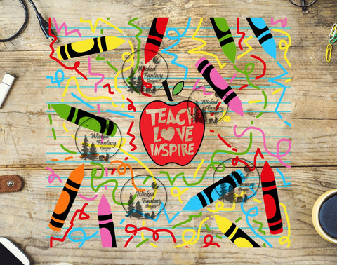 UVDTF Teach Love Inspire Crayons 20oz 30oz 10"x10" Element