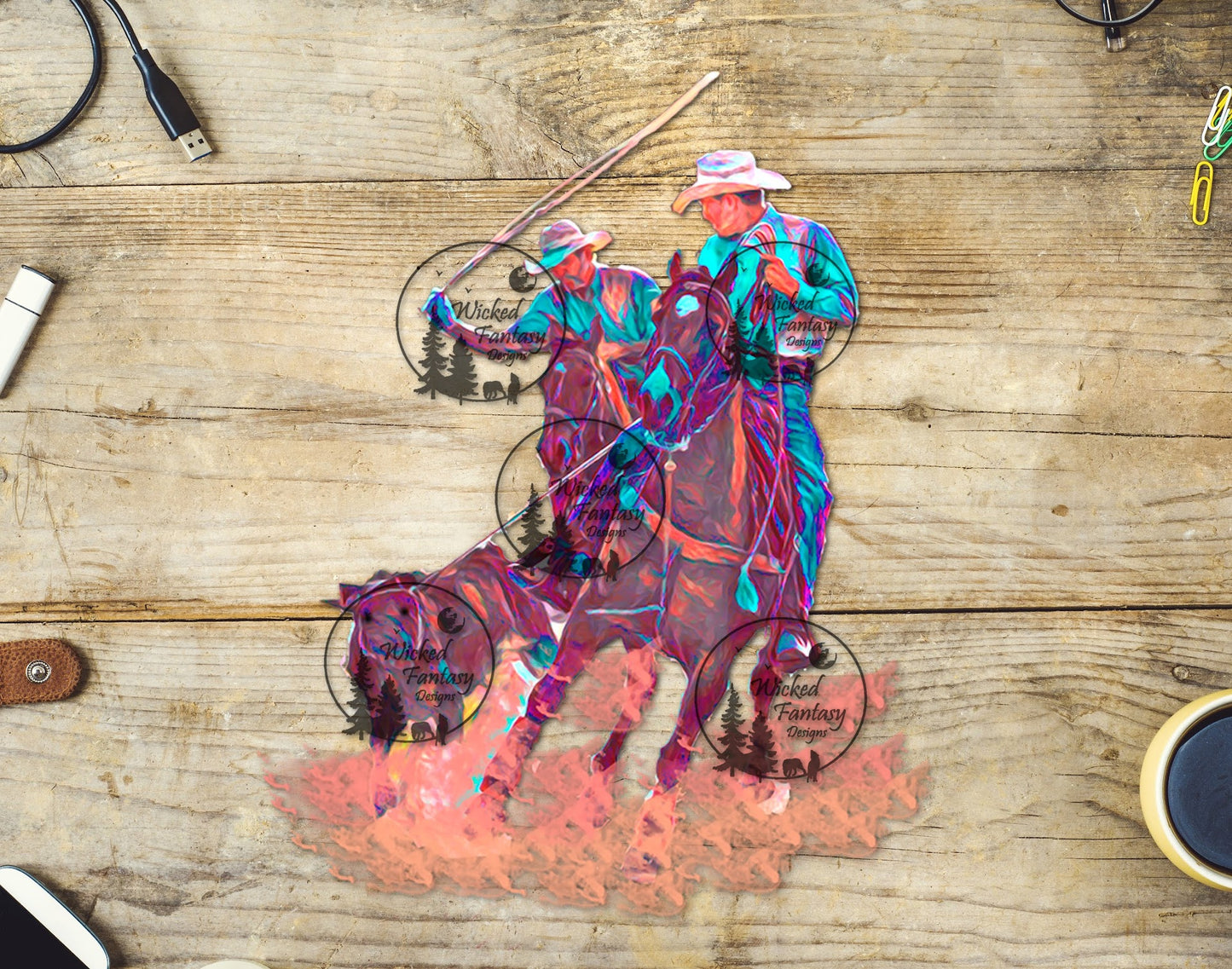 UVDTF Team Roping Colorful