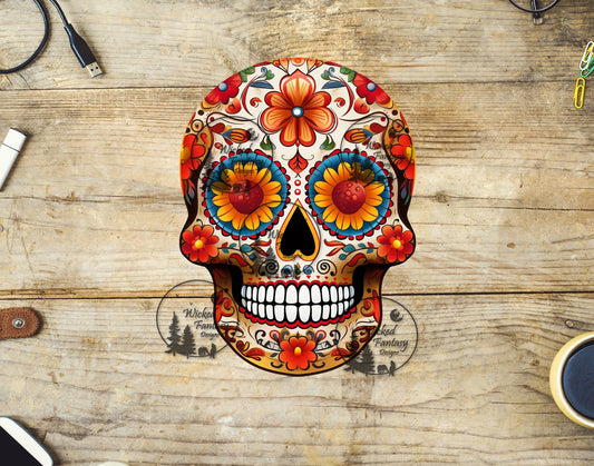 UVDTF Red and Orange Colorful Sugar Skull