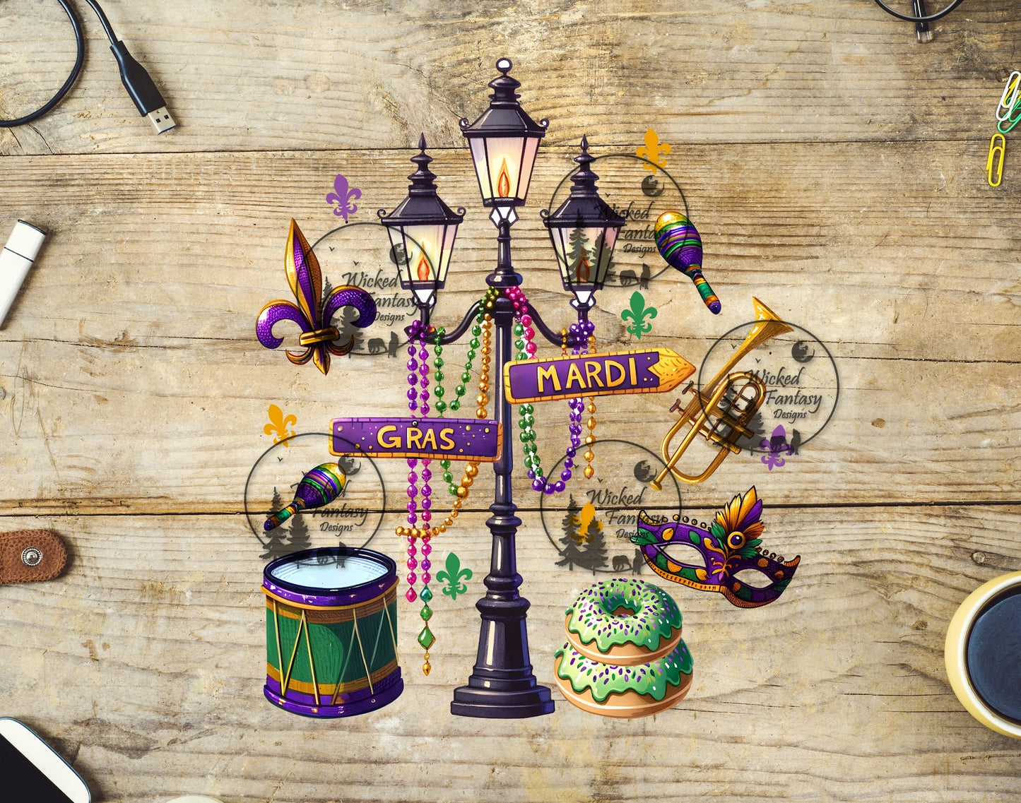 UVDTF Mardi Gras Street Light Collage