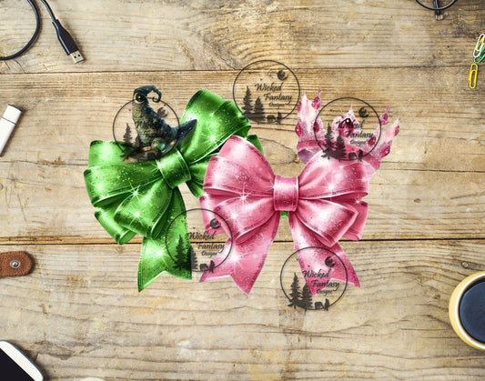 UVDTF Green and Pink Sparkling Bows