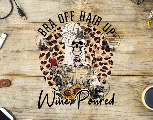 UVDTF Bra off Hair Up Wine Poured