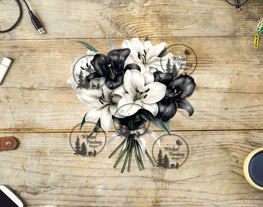 UVDTF Black and White Lillies