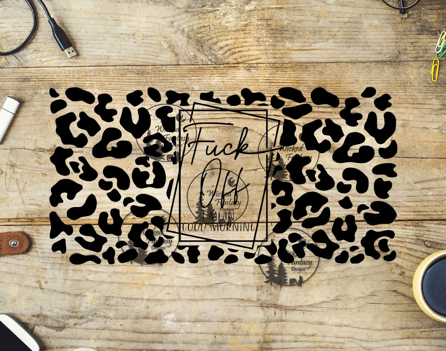 UVDTF F Off I Mean Good Morning Leopard Print 16oz 40oz Tumbler Wrap Element