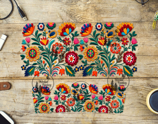 UVDTF Embroidered Floral 16oz 40oz Element Multiple Sizes