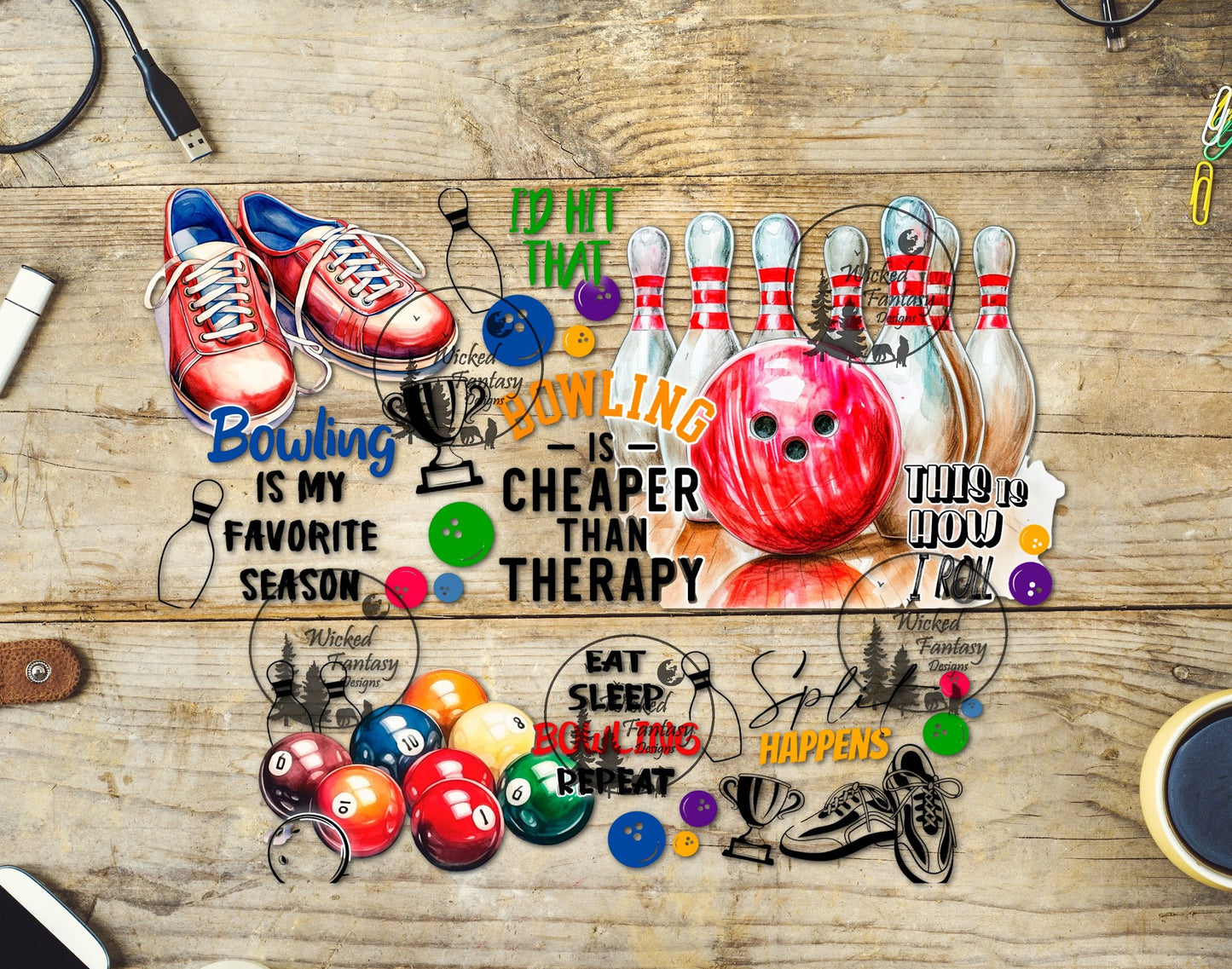 UVDTF Bowling is Cheaper than Therapy 16oz 40oz Element Multiple Sizes