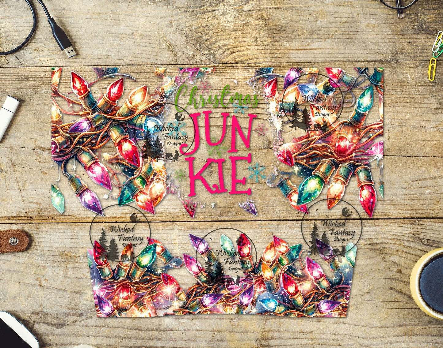 UVDTF Christmas Junkie Light Strings 16oz 40oz Element Multiple Sizes