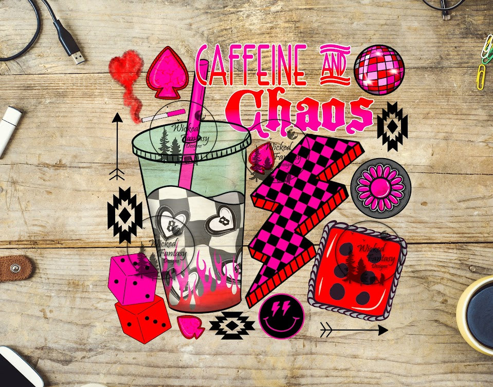 UVDTF Caffeine and Chaos Checkered Lightning Bolt 6x7"