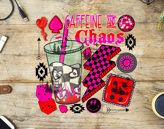 UVDTF Caffeine and Chaos Checkered Lightning Bolt 6x7"