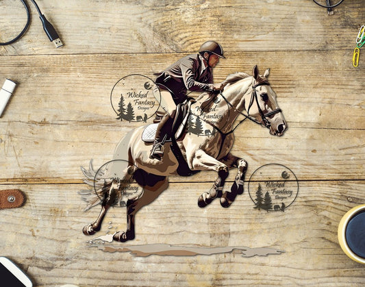 UVDTF Grey Horse Jumping in English Tack