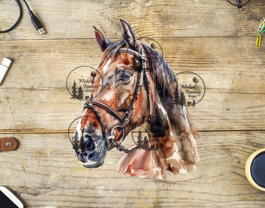 UVDTF Chestnut Horse in English Bridle