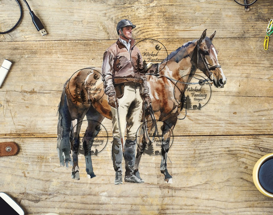 UVDTF Man in Breeches with Bay Horse