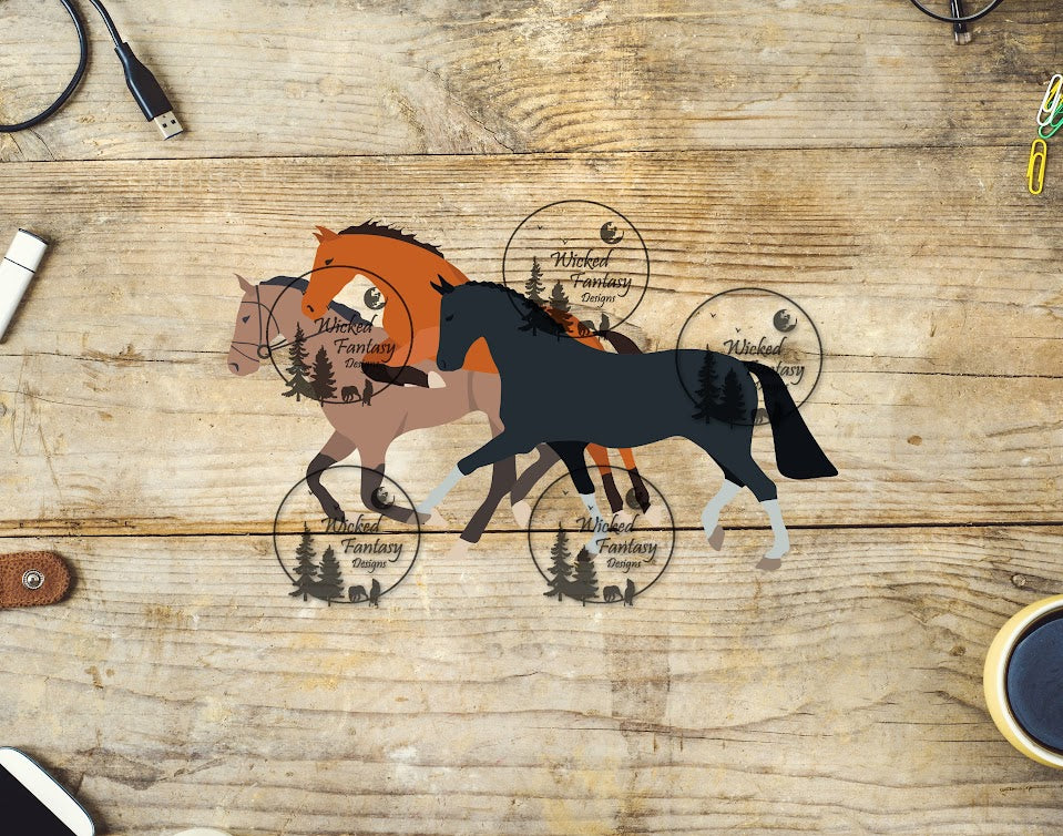 UVDTF Illustrated Eventing Horses Dressage Cross Country Show Jumping