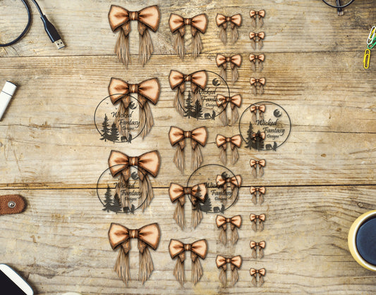 UVDTF Leather and Fringe Bow Elements 6"x7"