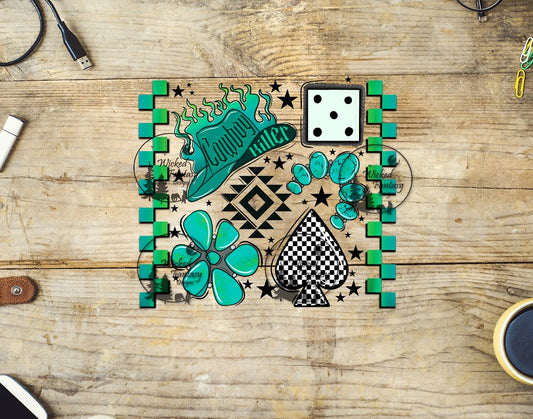 UVDTF Cowboy Killer Checkered Spade and Conchos 6x7"