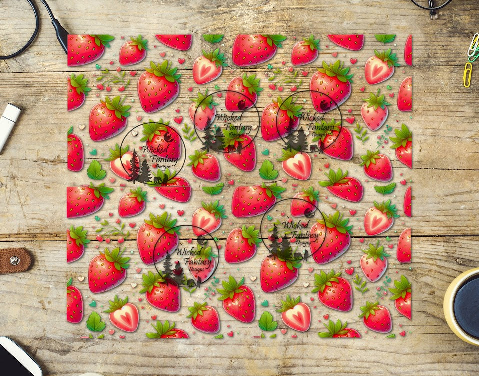 UVDTF Cartoon Strawberries 20oz 30oz 10"x10" Element