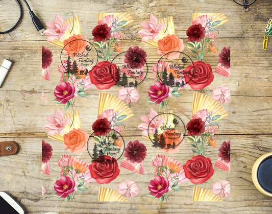UVDTF Roses and Fans 20oz 30oz 10"x10" Element