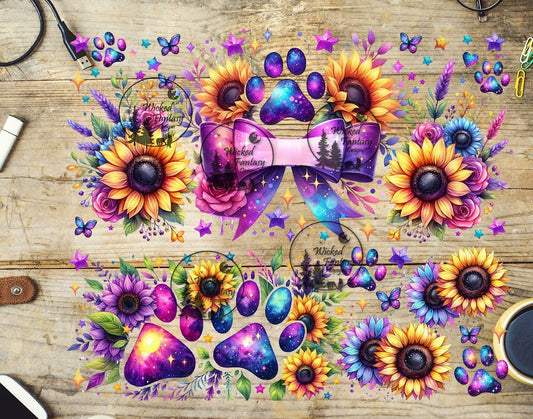 UVDTF Dog Paws and Sunflowers 20oz 30oz 10"x10" Element