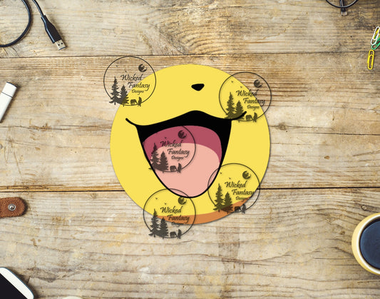 UVDTF Mouth Mug Bottom Cartoon Yellow Mouth