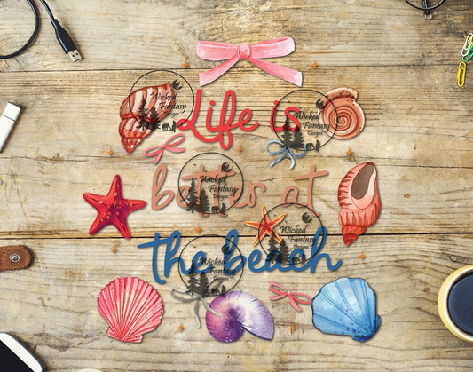 UVDTF Life is Better at the Beach Seashells 6x7"