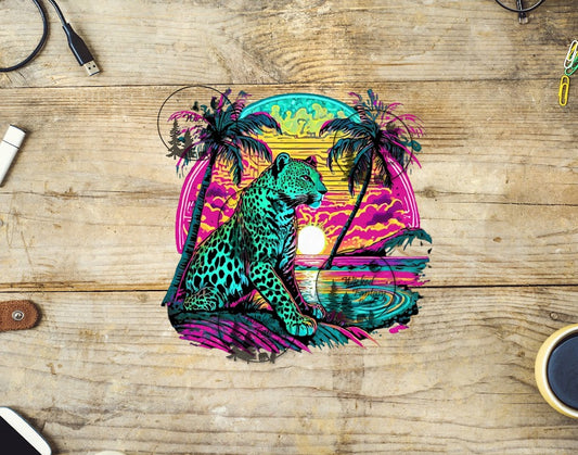 UVDTF Neon Leopard on the Beach