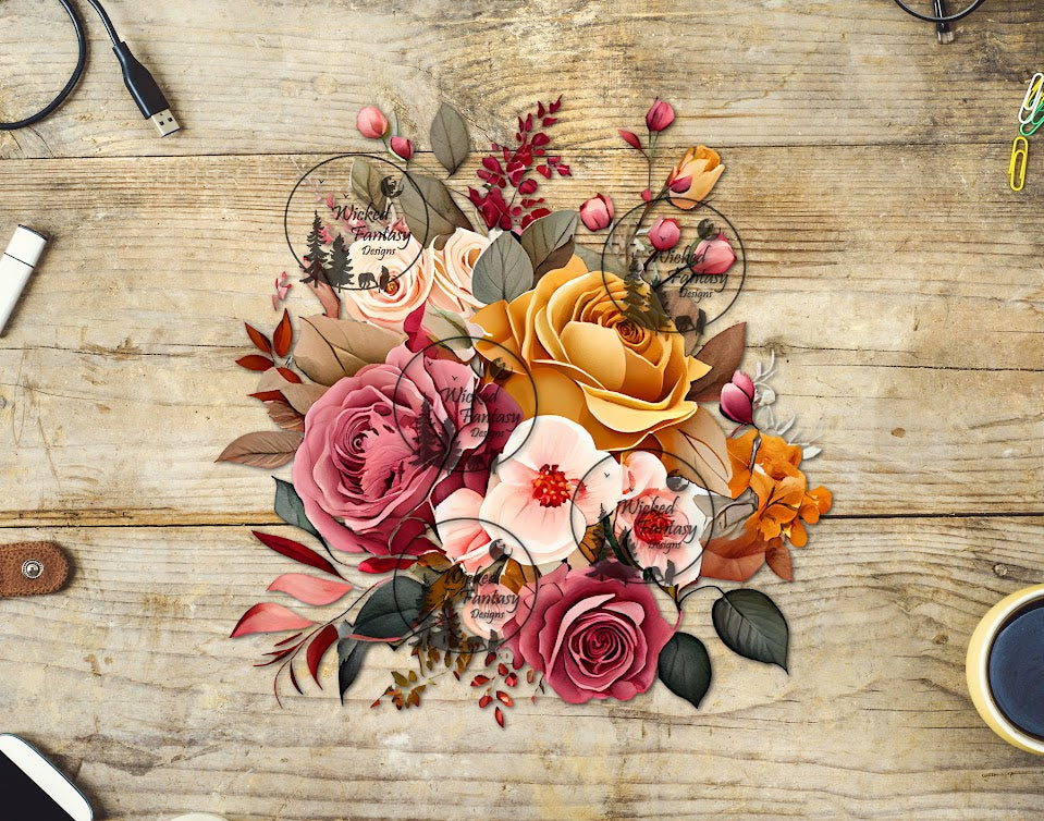 UVDTF Pink and Golden Yellow Floral Arrangement