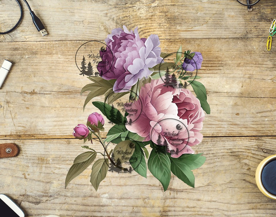 UVDTF Light Pink and Lavender Floral Arrangement